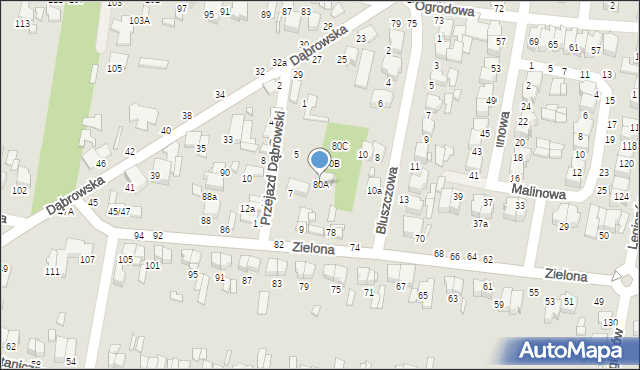 Tomaszów Mazowiecki, Zielona, 80A, mapa Tomaszów Mazowiecki