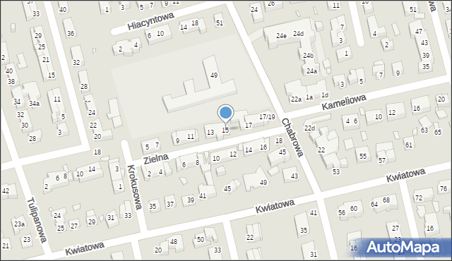 Toruń, Zielna, 15, mapa Torunia