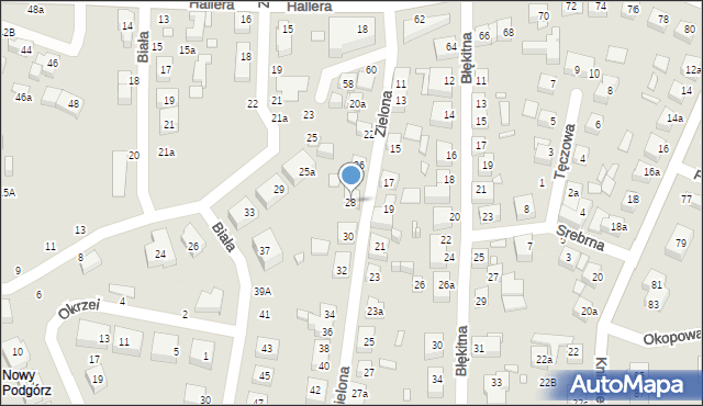 Toruń, Zielona, 28, mapa Torunia