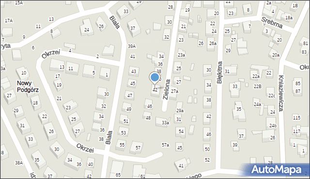 Toruń, Zielona, 42, mapa Torunia