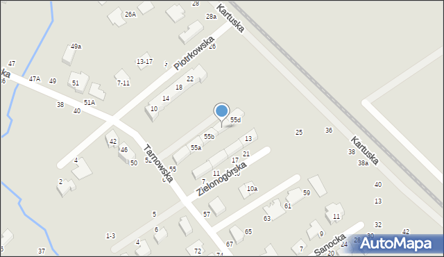 Toruń, Zielonogórska, 55c, mapa Torunia