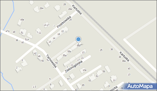 Toruń, Zielonogórska, 55d, mapa Torunia