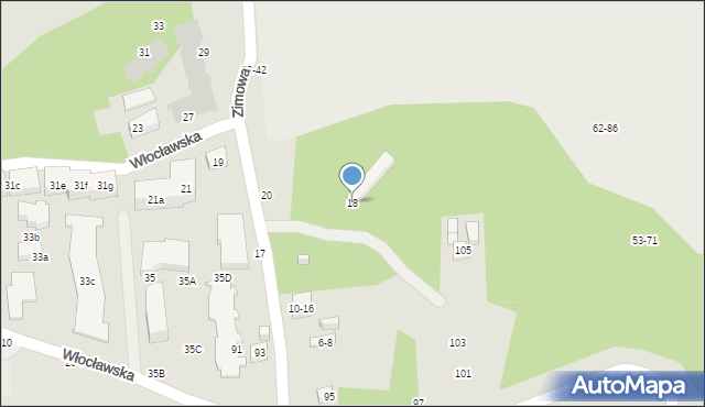 Toruń, Zimowa, 18, mapa Torunia