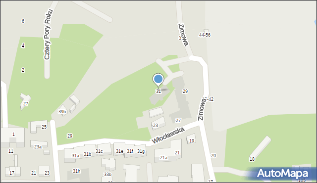 Toruń, Zimowa, 31, mapa Torunia