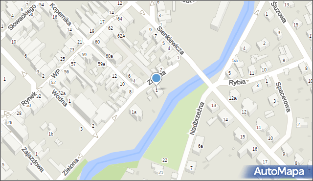 Trzebiatów, Zielona, 1, mapa Trzebiatów