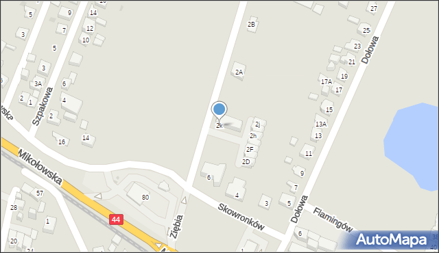 Tychy, Ziębia, 2k, mapa Tychów