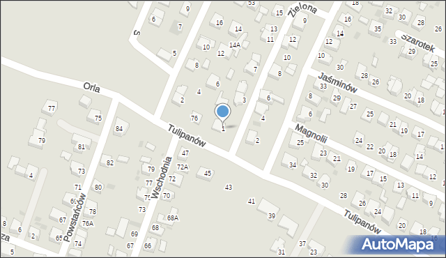 Tychy, Zielona, 1, mapa Tychów
