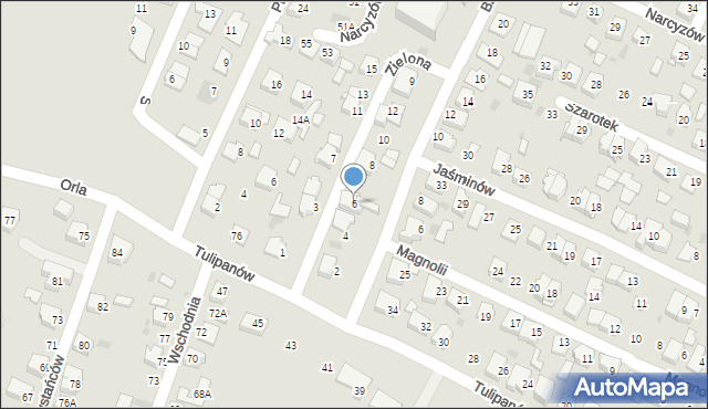 Tychy, Zielona, 6, mapa Tychów