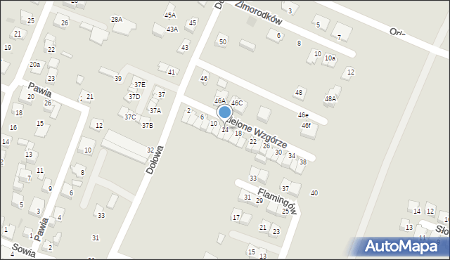 Tychy, Zielone Wzgórze, 14, mapa Tychów