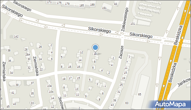 Tychy, Ziemiańska, 10, mapa Tychów