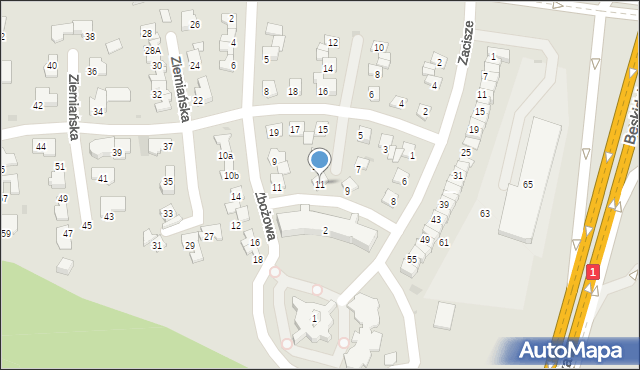 Tychy, Ziemiańska, 11, mapa Tychów