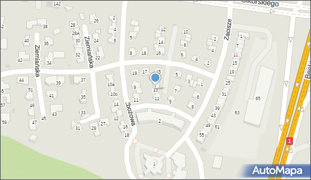 Tychy, Ziemiańska, 13, mapa Tychów