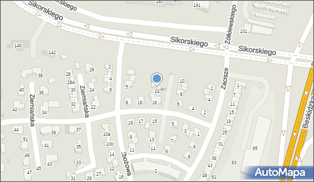 Tychy, Ziemiańska, 14, mapa Tychów