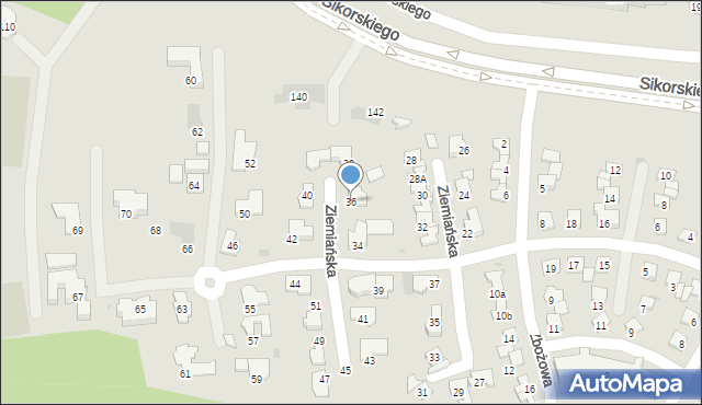 Tychy, Ziemiańska, 36, mapa Tychów