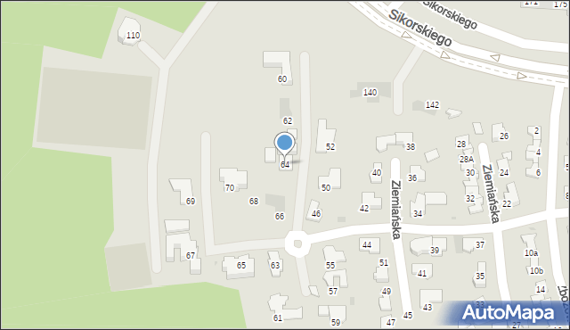 Tychy, Ziemiańska, 64, mapa Tychów