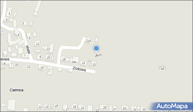 Tychy, Ziołowa, 25, mapa Tychów