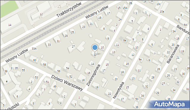 Warszawa, Zielonogórska, 12, mapa Warszawy