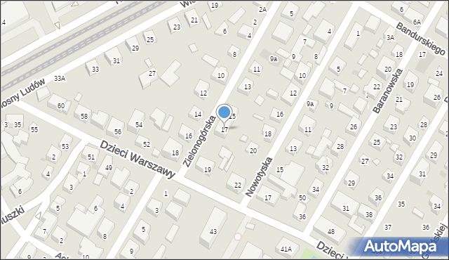 Warszawa, Zielonogórska, 17, mapa Warszawy