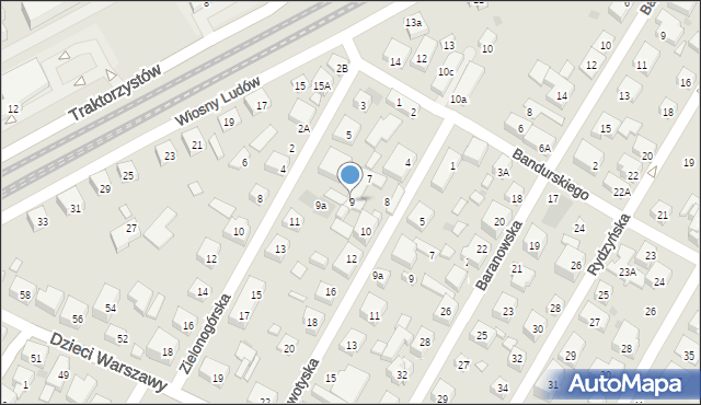 Warszawa, Zielonogórska, 9, mapa Warszawy