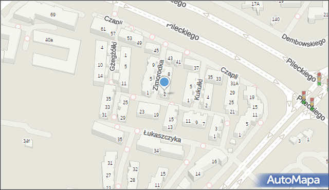 Warszawa, Zimorodka, 2, mapa Warszawy