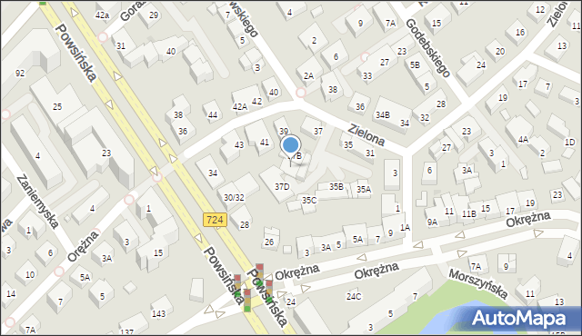 Warszawa, Zielona, 37C, mapa Warszawy