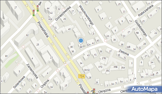 Warszawa, Zielona, 44, mapa Warszawy