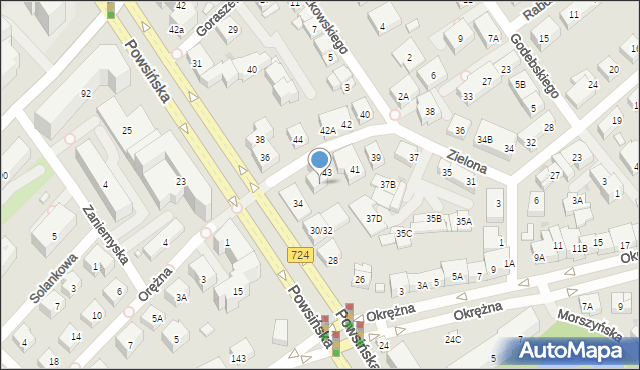 Warszawa, Zielona, 45, mapa Warszawy