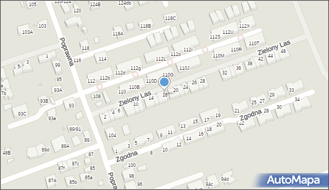 Warszawa, Zielony Las, 18, mapa Warszawy