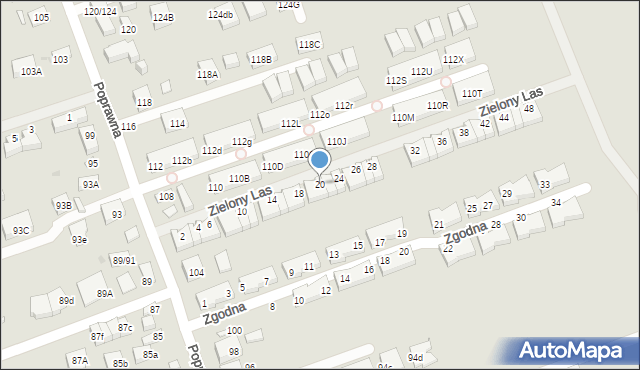 Warszawa, Zielony Las, 20, mapa Warszawy