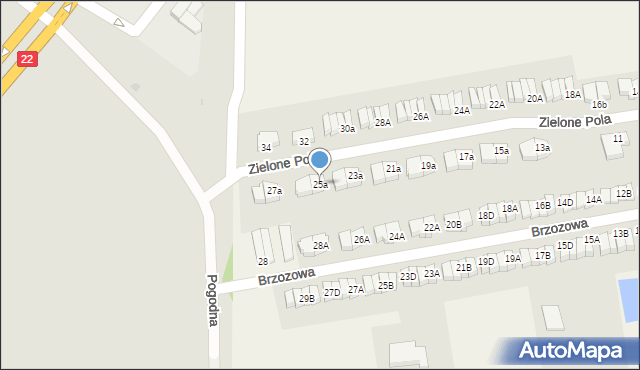 Wawrów, Zielone Pola, 25a, mapa Wawrów