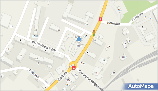 Węgierska Górka, Zielona, 35a4, mapa Węgierska Górka