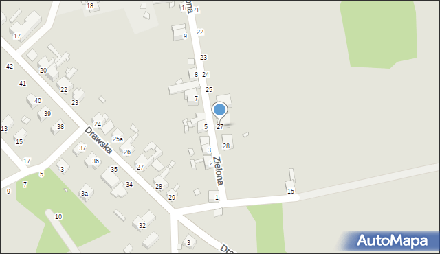 Węgorzyno, Zielona, 27, mapa Węgorzyno