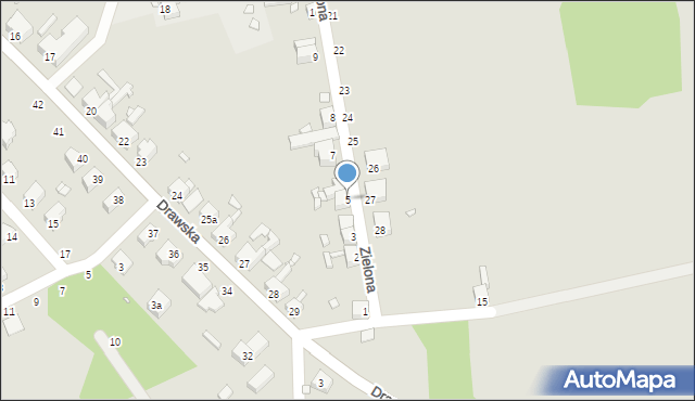 Węgorzyno, Zielona, 5, mapa Węgorzyno