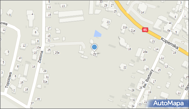 Wieluń, Zielona, 23, mapa Wieluń