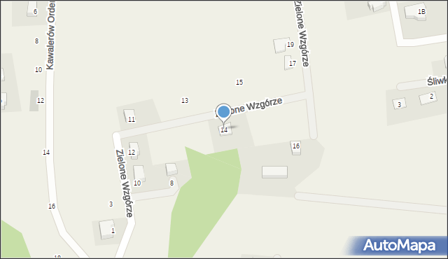 Wierzbna, Zielone Wzgórze, 14, mapa Wierzbna