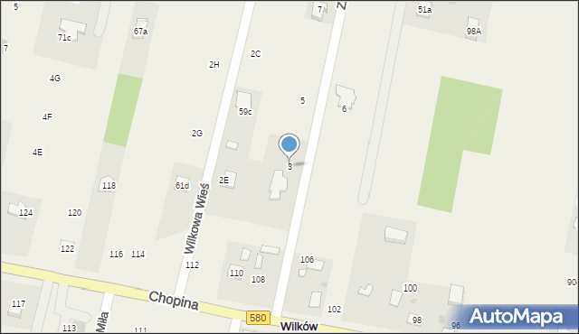 Wilków, Zielony Zakątek, 3, mapa Wilków