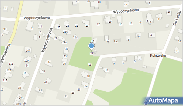 Wilkowice, Zielna, 14, mapa Wilkowice