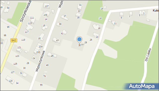 Wilkowice, Zielna, 30, mapa Wilkowice