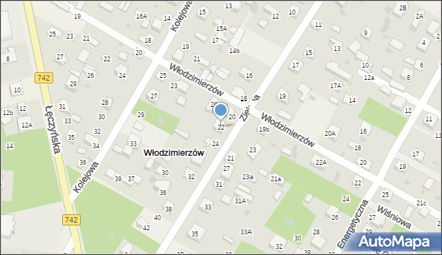 Włodzimierzów, Zielona, 22, mapa Włodzimierzów