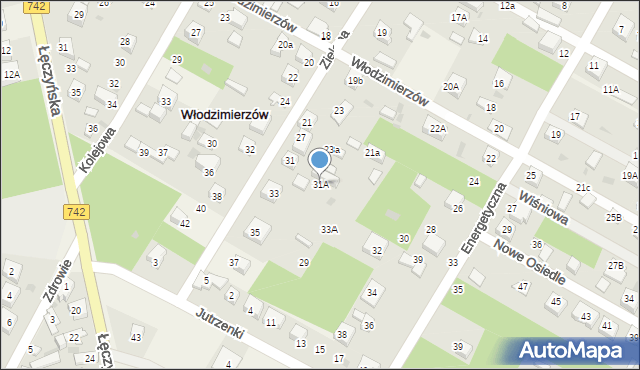 Włodzimierzów, Zielona, 31A, mapa Włodzimierzów