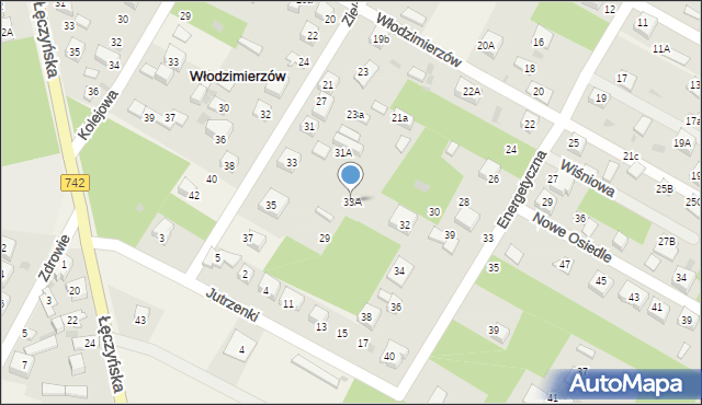 Włodzimierzów, Zielona, 33A, mapa Włodzimierzów