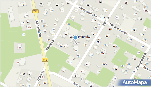 Włodzimierzów, Zielona, 34, mapa Włodzimierzów
