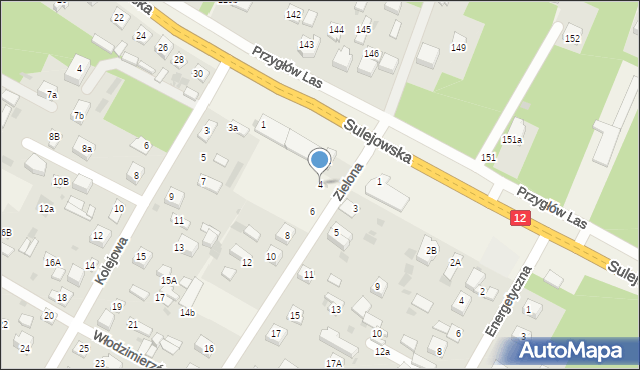 Włodzimierzów, Zielona, 4, mapa Włodzimierzów