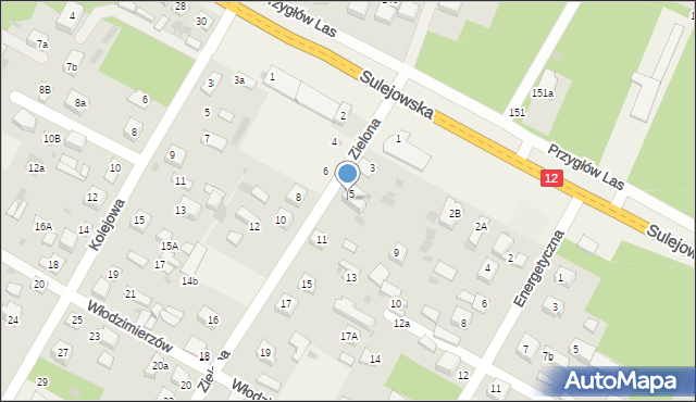 Włodzimierzów, Zielona, 7, mapa Włodzimierzów