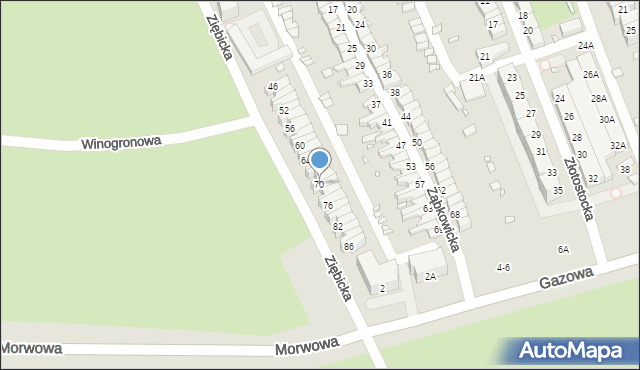 Wrocław, Ziębicka, 70, mapa Wrocławia