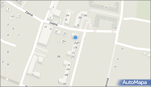 Wrocław, Zielna, 27A, mapa Wrocławia