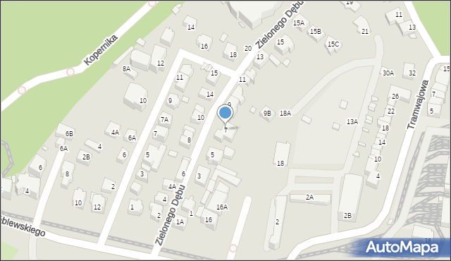 Wrocław, Zielonego Dębu, 7, mapa Wrocławia