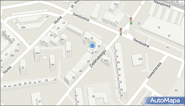 Wrocław, Zielińskiego Tadeusza, 41, mapa Wrocławia