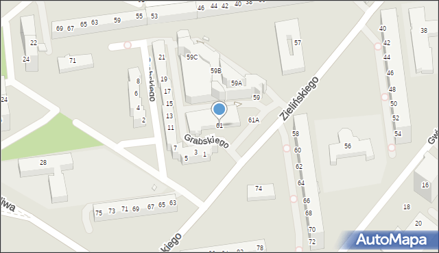 Wrocław, Zielińskiego Tadeusza, 61, mapa Wrocławia