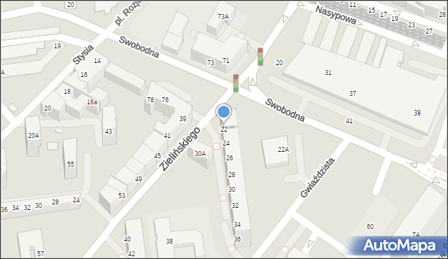 Wrocław, Zielińskiego Tadeusza, 22, mapa Wrocławia